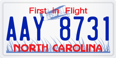 NC license plate AAY8731
