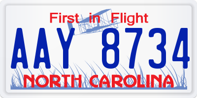 NC license plate AAY8734