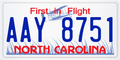 NC license plate AAY8751
