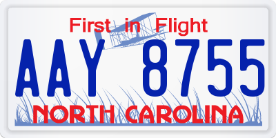 NC license plate AAY8755