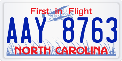 NC license plate AAY8763