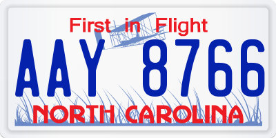 NC license plate AAY8766