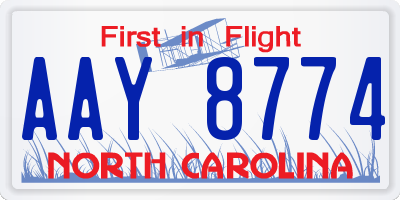 NC license plate AAY8774