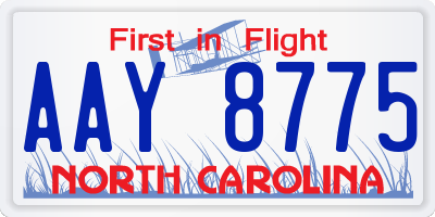 NC license plate AAY8775