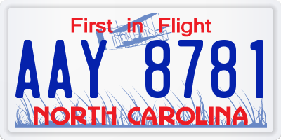 NC license plate AAY8781