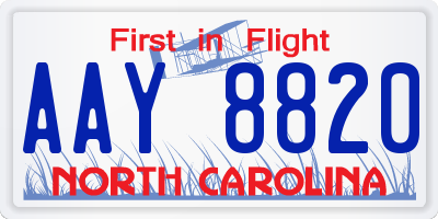 NC license plate AAY8820