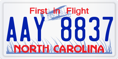 NC license plate AAY8837