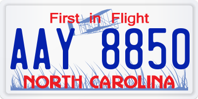 NC license plate AAY8850