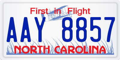 NC license plate AAY8857