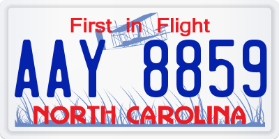 NC license plate AAY8859