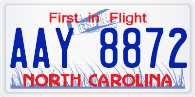 NC license plate AAY8872