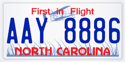 NC license plate AAY8886