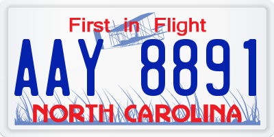 NC license plate AAY8891