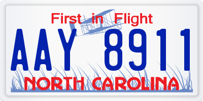 NC license plate AAY8911