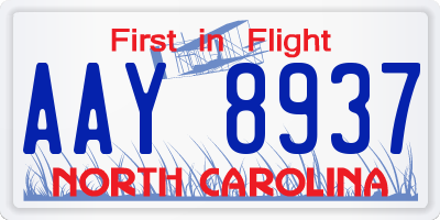 NC license plate AAY8937
