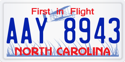 NC license plate AAY8943