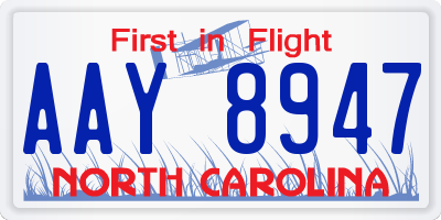 NC license plate AAY8947