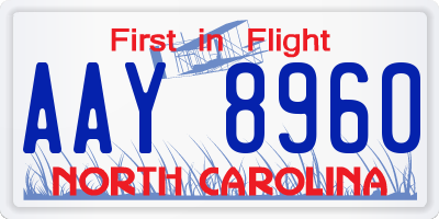 NC license plate AAY8960