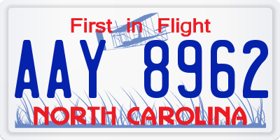 NC license plate AAY8962