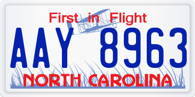NC license plate AAY8963