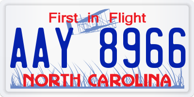 NC license plate AAY8966