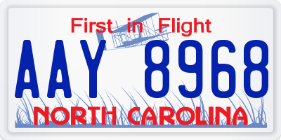 NC license plate AAY8968