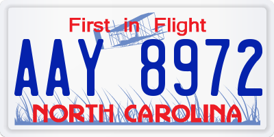 NC license plate AAY8972