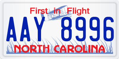 NC license plate AAY8996