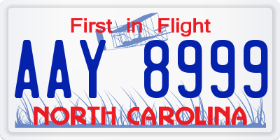 NC license plate AAY8999