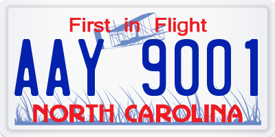 NC license plate AAY9001