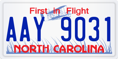 NC license plate AAY9031
