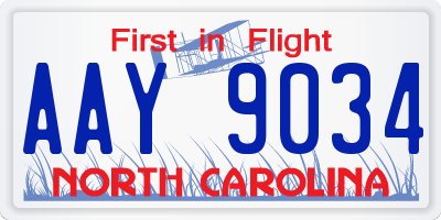 NC license plate AAY9034