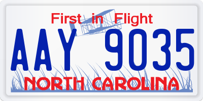 NC license plate AAY9035
