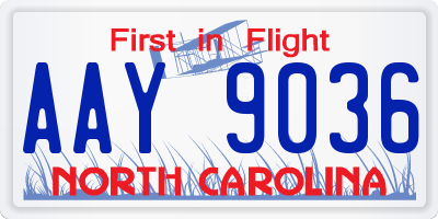 NC license plate AAY9036