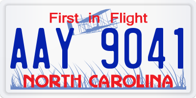 NC license plate AAY9041