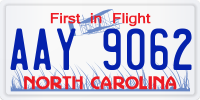 NC license plate AAY9062