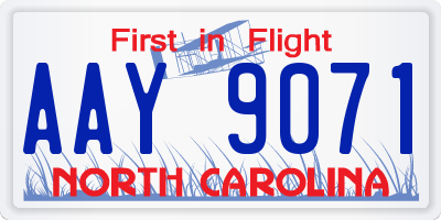 NC license plate AAY9071