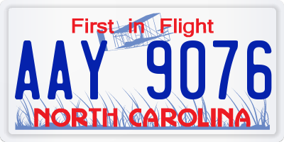 NC license plate AAY9076