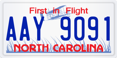 NC license plate AAY9091