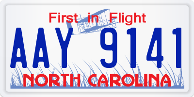 NC license plate AAY9141