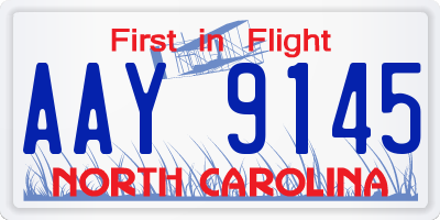 NC license plate AAY9145