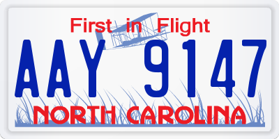 NC license plate AAY9147