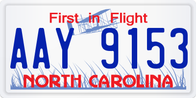 NC license plate AAY9153