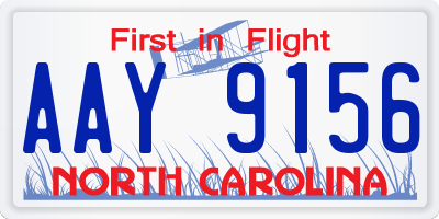 NC license plate AAY9156