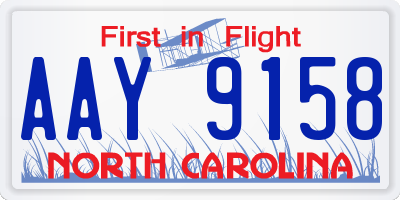 NC license plate AAY9158