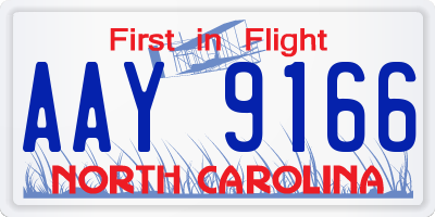 NC license plate AAY9166