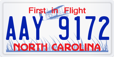 NC license plate AAY9172