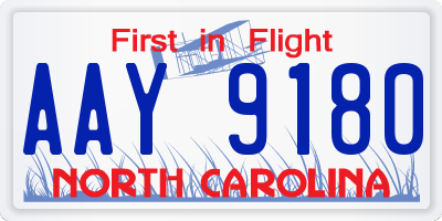 NC license plate AAY9180