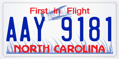 NC license plate AAY9181