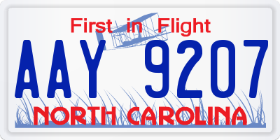 NC license plate AAY9207